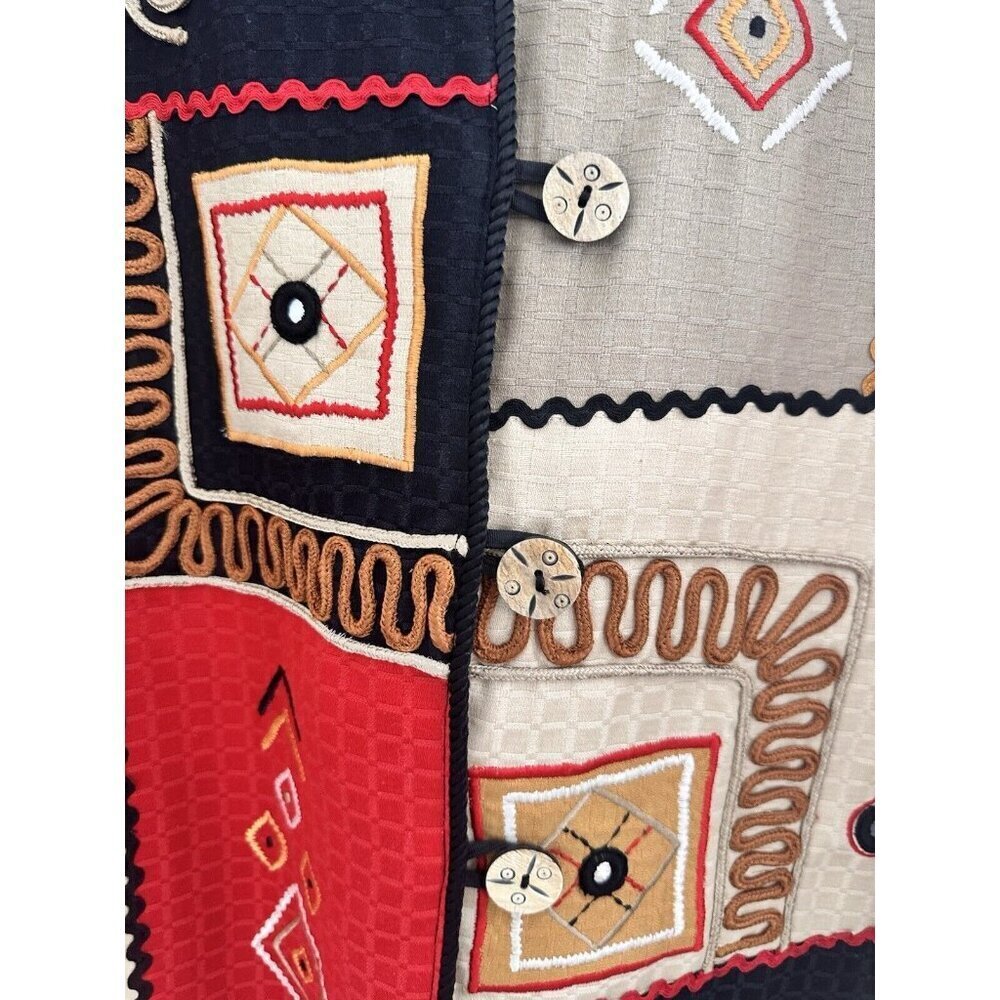 Nwt Indigo Moon Patchwork Applique Jacket 2x Butt… - image 3